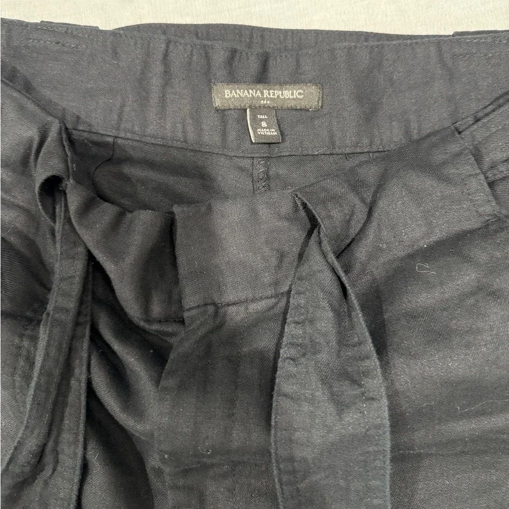 Banana Republic Women’s Linen Cotton Straight Leg Belt Tie High Waist Pants 8